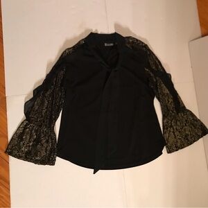 Feminine With Edge!  Ruffles/Lace Meets Edgy Rocker with Gold/Bell Sleeves